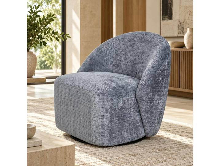 Fauteuil pivotant en tissu doux - IENA - Bleu-gris