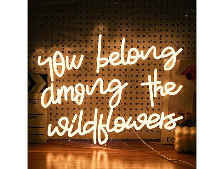 Enseigne néon « You Belong Among The Wildflowers », lumière LED à intensité variable, pour salon, chambre à coucher, jardin, décoration murale artistique, cadeau personnalisé