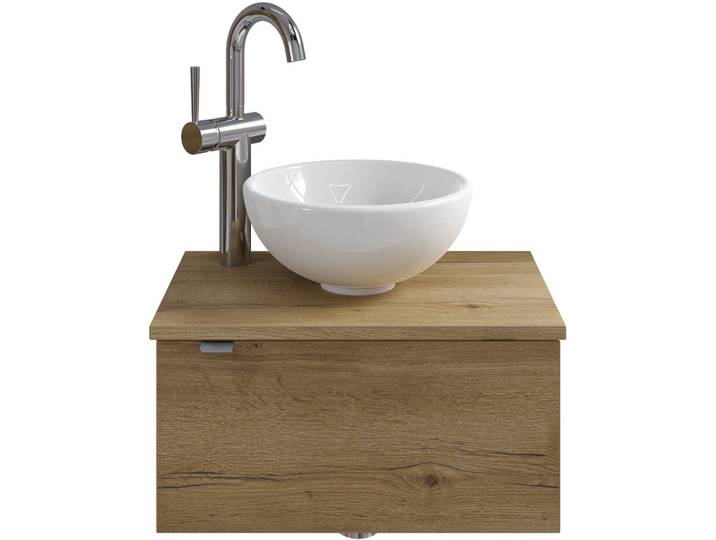 Waschtisch SAPHIR Serie 6915 Waschschale mit Unterschrank für Gästebad, Gäste WC , braun (halifax eiche, halifax eiche, halifax eiche quer nb), B:51cm H:39,8cm T:35cm, Waschtische, Waschtisch, 51 cm breit, 1 Tür, Waschtischplatte, kleine Bäder, ohne Armatur