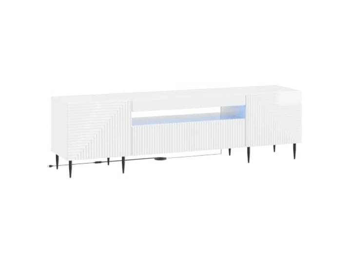 TV-Schrank LED weiß glänzend aus technischem Holz mit umkehrbaren Türen Integrierte LED-Leuchten, Holztechnik, 90 ° umkehrbare Türen, großer Raum, Verwendung im Innenbereich, Montage erforderlich