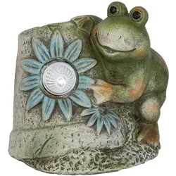HGD Frosch aus Keramik mit LED-Solar-Licht