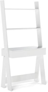 Costway Ladder Shelf Desk with Countertop Drawer and Anti-Toppling Device-Oak