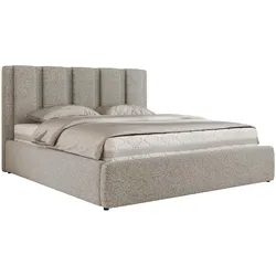 POLSTERBETT SAVINO CLASSIC 160/200 - Hellgrau Struktur - Pocket-Matratze