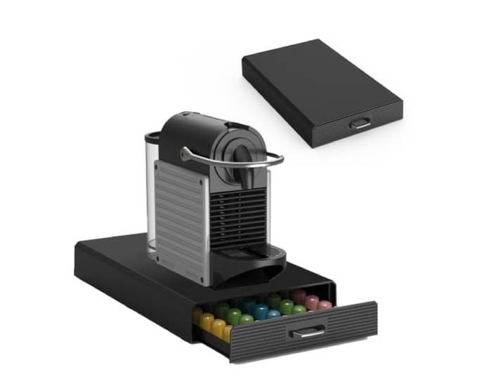 BRASQ Capsulehouder - Opbergbox met Lade - 50 Cups - Koffiecups houder Zwart