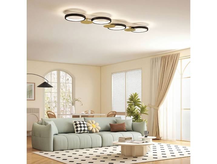 HOMCOM Lampe Plafond Dimmable 4 Projecteurs Noir Doré 38W