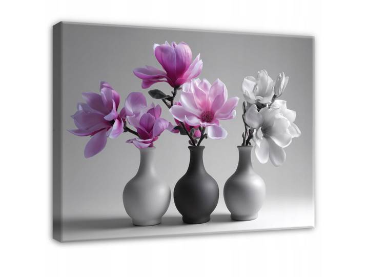 LEINWANDBILD Blumen in einer Vase Natur Rosa 100x70 cm