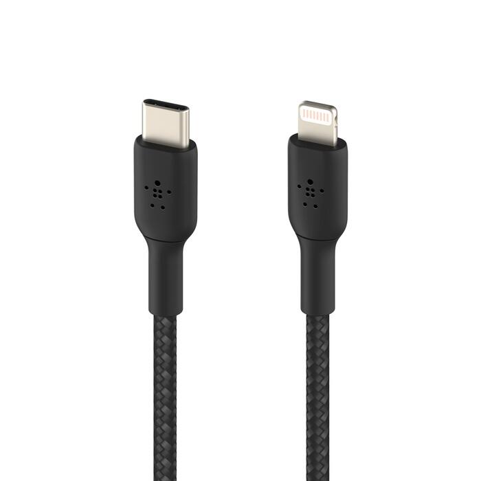 Belkin BoostCharge geflochtenes 2 m USB-C/Lightning Kabel, schwarz CAA004BT2MBK