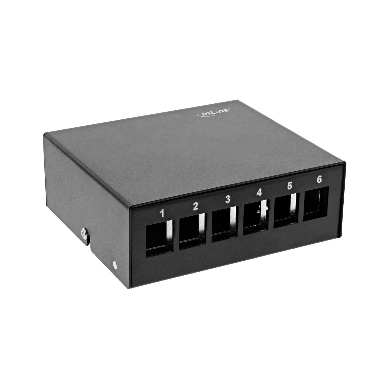 InLine Patchfeld-Dose Aufputz für 6x Keystone RJ45, Metall, schwarz RAL9005