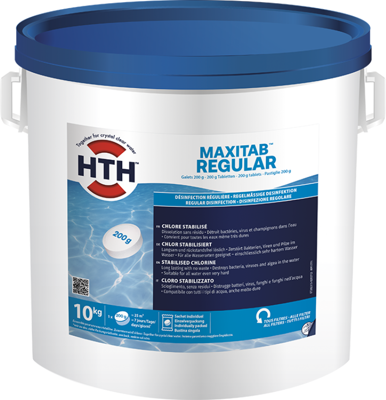 Chlore lent stabilisé hth® MAXITAB Regular - Galets 200g