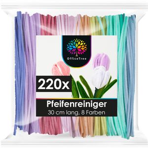 OfficeTree Pfeifenreiniger 7798 Chenilledraht, pastell, Ø 6 mm, 30 cm Länge, 220 Stück