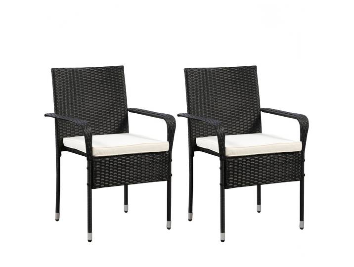 Rattanstühle MALAGA 2er Set schwarz