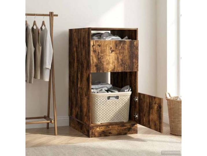 KFPOERTFGD Wäsche-Schrank, Holzwerkstoff, Geräucherte Eiche, 50x68x102 cm Modernes Design, Wasserabweisende Oberfläche, Kompakter Stauraum