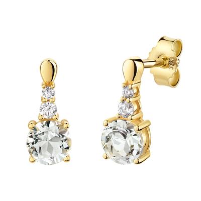 Paar Ohrstecker FIRETTI "Schmuck Geschenk Gold 333 Ohrschmuck Ohrringe", gold (gelbgoldfarben, hellgrün, hellgrün), Ohrringe, Damen, Gelbgold 333, mit Amethyst