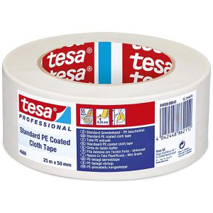 Tesa Gewebeband Professional 4688, PE Reparaturband, weiß, 50mm x 25m