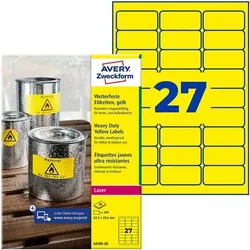Avery Zweckform Gelbe wetterfeste Folien-Etiketten 63,5 x 29,6 mm »L6105-20« gelb