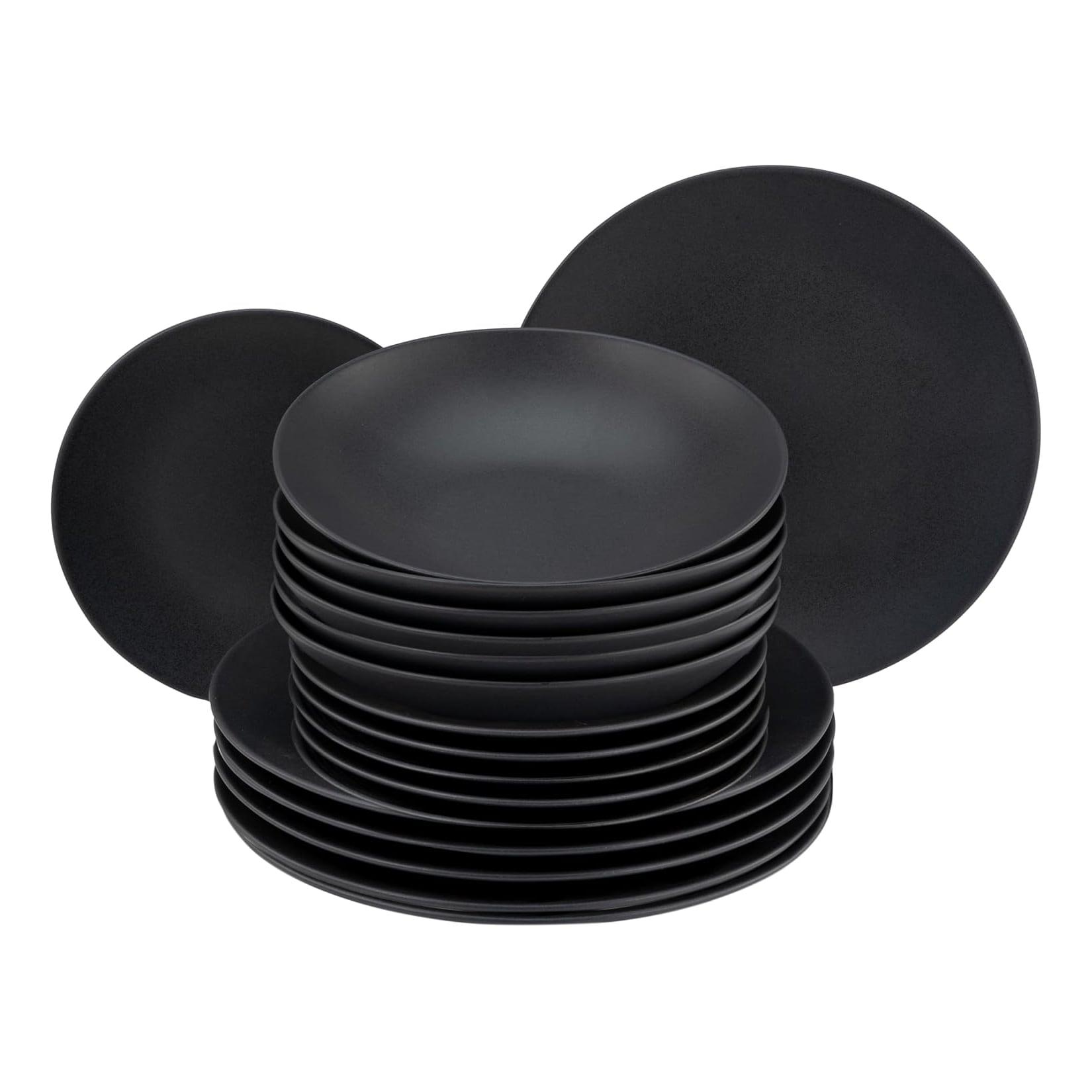 CreaTable 23195 Serie Soft Touch Black 18-tlg Geschirrset für 6 Personen