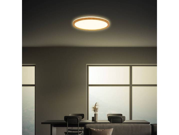 Briloner Deckenlampe Tava Wood, Holz hell, für Wohn- / Esszimmer, Kunststoff, Deckenlampe