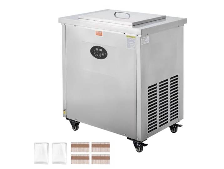 VEVOR Kommerzielle Eismaschine, 40-teilige Eismaschine, Edelstahl, für Eis am Stiel, Bars, Cafés, Milchtee-Geschäfte