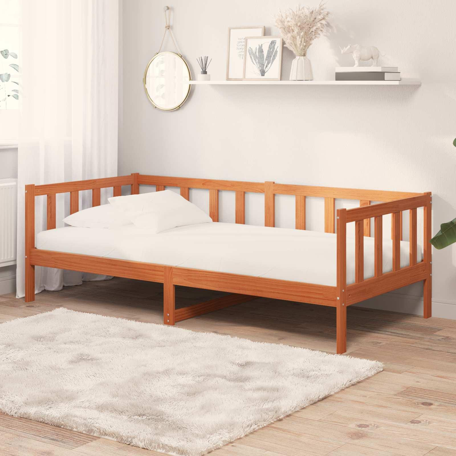 vidaXL Etagesbed met matras, wasbruin en wit, 90 x 200 cm