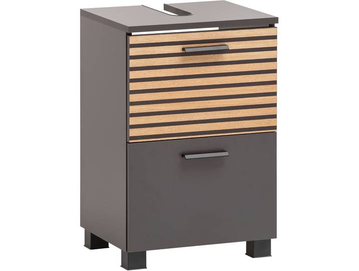 Waschbeckenunterschrank WELLTIME Katta, Waschbeckenunterschrank, Made in Germany, B: 40 cm , schwarz (anthrazit, akustikprint), B:40,2cm H:60,8cm T:35cm, FSC-zertifizierter Holzwerkstoff, Schränke, Waschbeckenunterschrank, Solide Verarbeitung - Dieses Produkt ist in Deutschland gefertigt