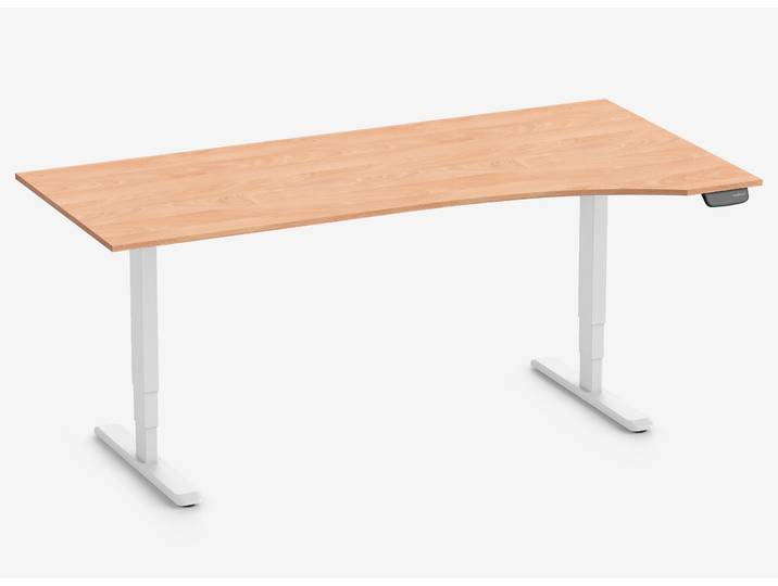 PRIMUS Freiformschreibtisch, Gestell Weiß 2000 x 800/1000 x 25 mm Buche, Ausführung Rechts
