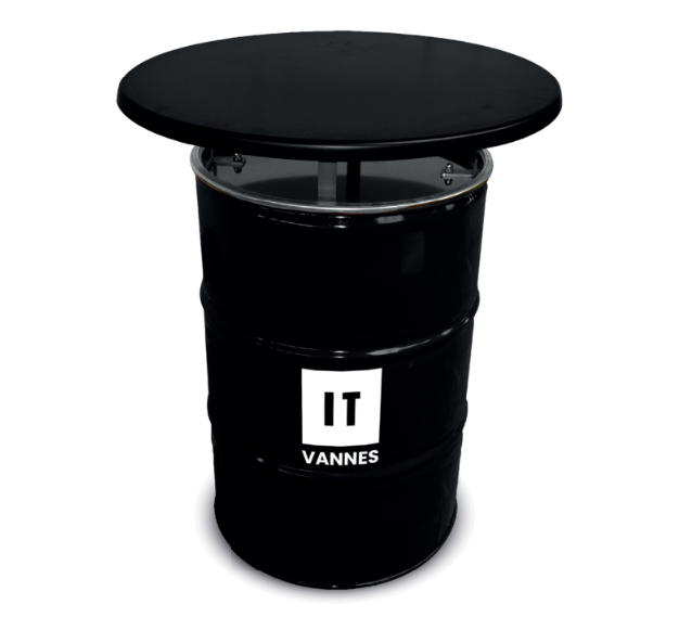 Baril publicitaire table stratifiée 80 noir personnalisé