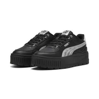 Sneaker PUMA "Karmen II Idol Metallic Whisper Sneakers Damen", Damen, Gr. 36, Textil, schwarz (schwarz silber metallic), Obermaterial: Textil, Synthetik. Futter: Textil. Innensohle: Textil. Laufsohle: Gummi, Schuhe Sneaker