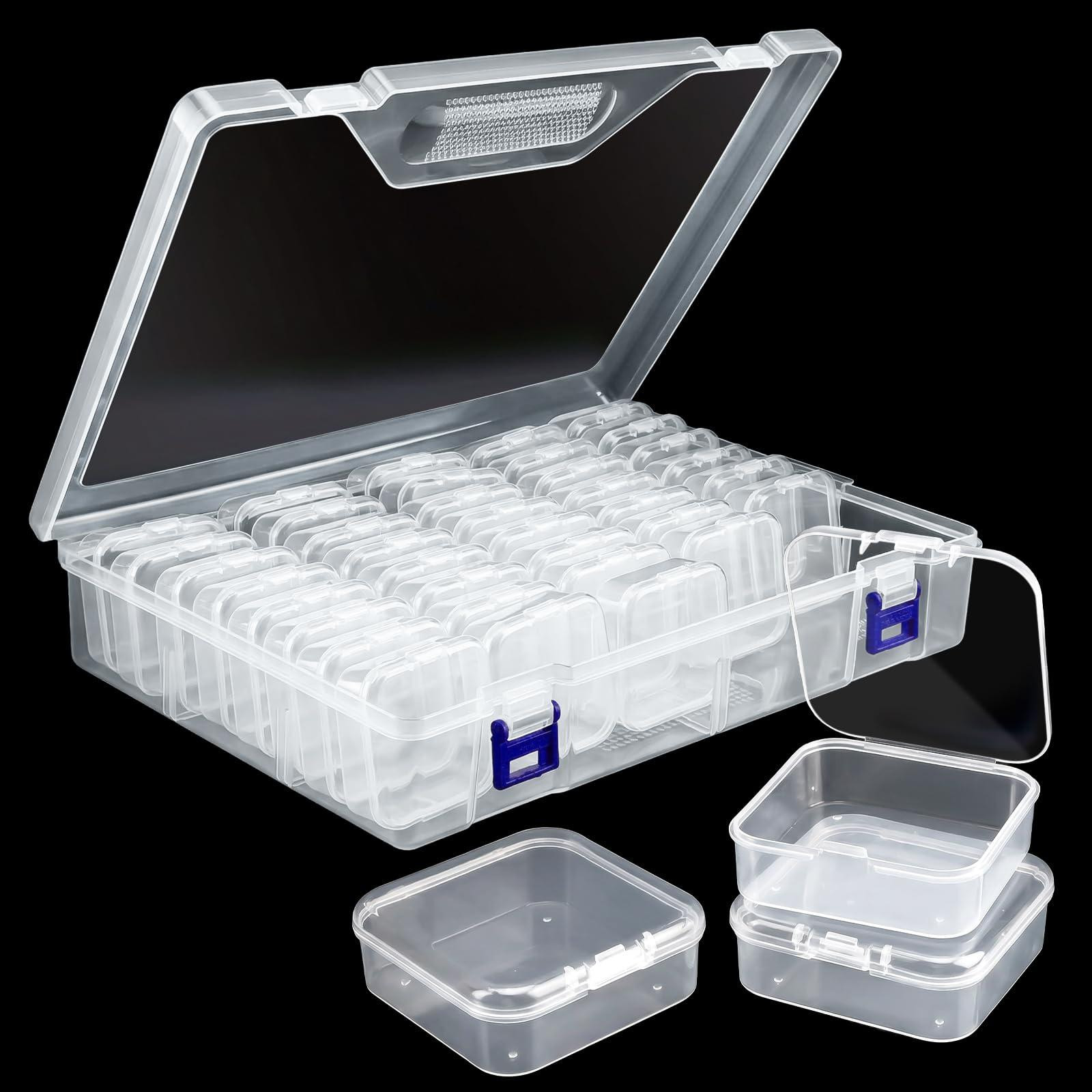 Dripio Sorteerboxen set van 40, transparant met deksel en labelhouder, stapelbaar, B/D/H: 5 x 5 x 2 cm