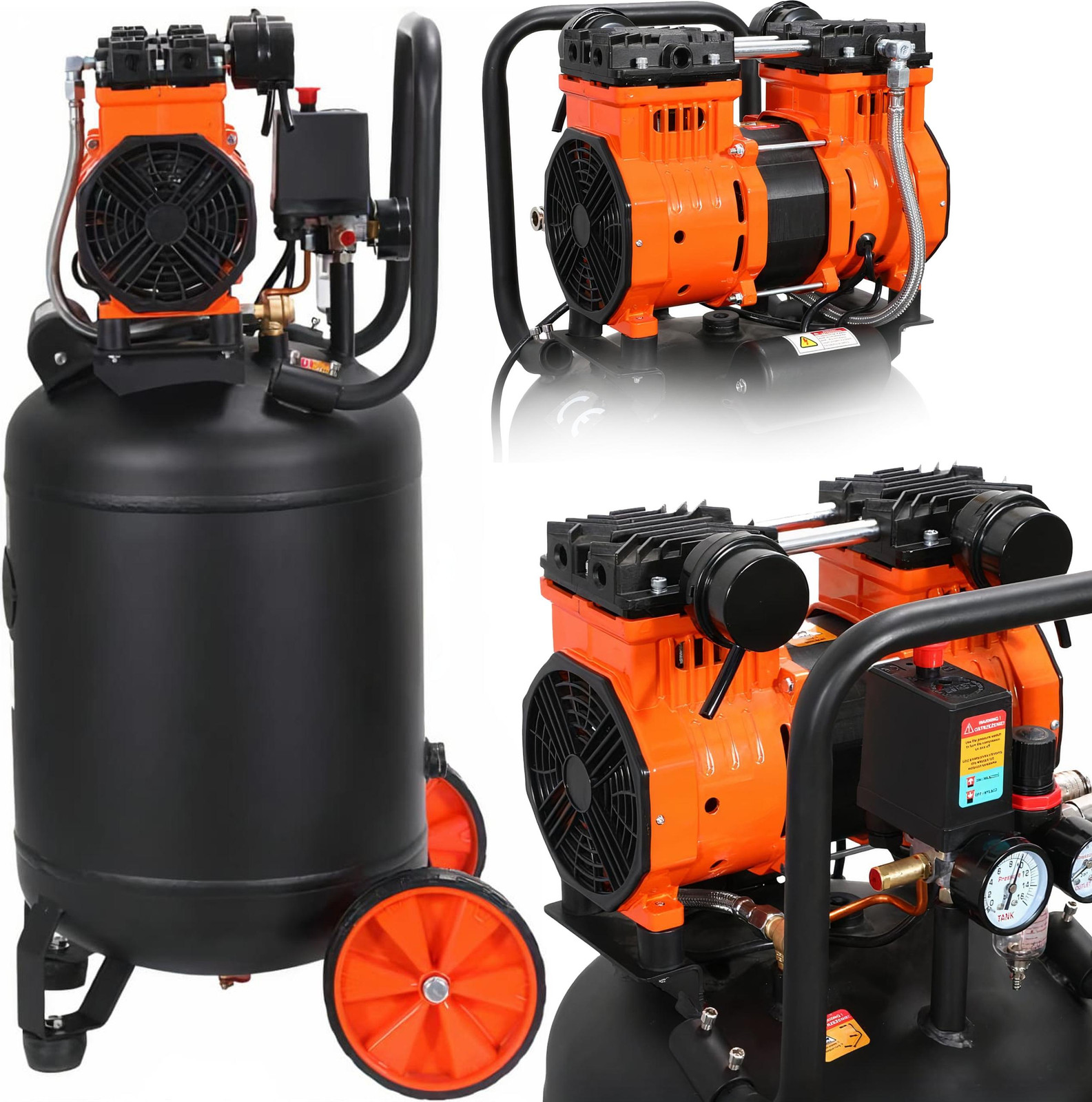 KRAFT&DELE Olievrije stille persluchtcompressor, 50 liter, 2000W