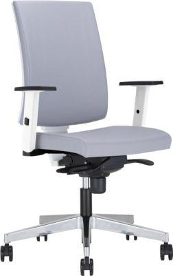 Nowy Styl Bürostuhl Navigo, mit Armlehnen, Synchronmechanik, Muldensitz, hellgrau/weiß/alusilber