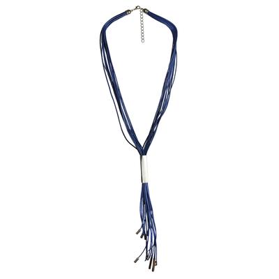 Collierkettchen STEUER "mehrreihig blau mit silberfarbener Zierde", blau, Halsketten, Damen, 73cm, Metall, L: 73, glänzend