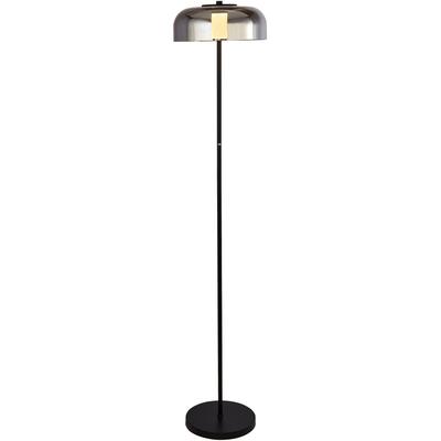 SEARCHLIGHT Stehlampe "Frisbee Floor Lamp - Black Metal & Smoked Glass", schwarz, 1, Ø 30cm H: 146cm, 1 Stk., Leuchten, Stehlampe