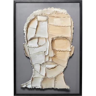 Bild mit Rahmen KARE DESIGN "Gerahmtes Bild Art Visage 70x100cm", farbe bild(er): grau, B:74cm H:104cm T:6cm, Papier, Polyester, Polyresin, Bilder