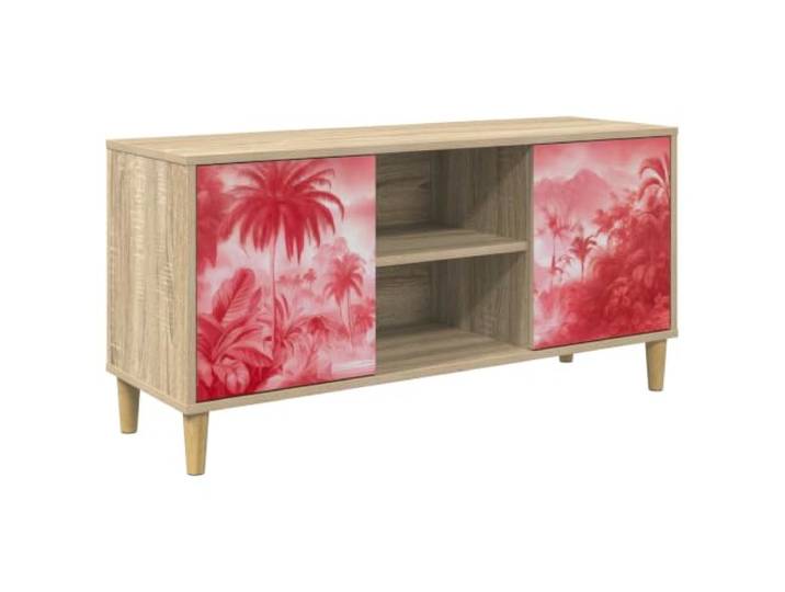 KGFHERENB TV-Schrank Lowboard Sonoma Holzwerkstoff 102x33x50 cm Stilvolles Fernsehmöbel mit 2 Türen und dekorativem Muster. Ideal für Mediathek und Deko im Wohnzimmer oder Schlafzimmer.