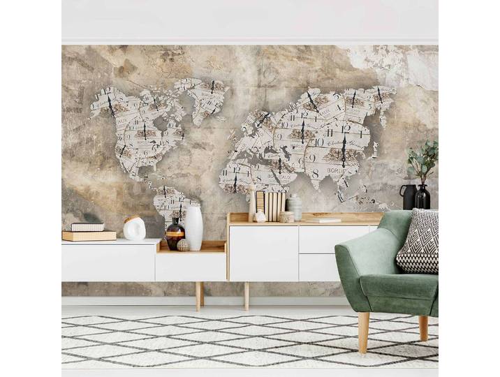 Papier peint intissé Carte shabby heure 432 x 290cm 432 x 290 cm