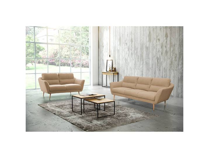 Sofa Lucinda I 3-Sitzer Beige Webstoff Hanabi 220 x 87 x 88cm Beige Skandi