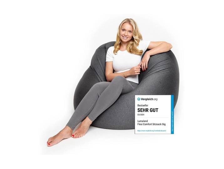 Sitzsack LUMALAND Flexi Comfort 380 L , grau (dunkelgrau), Sitzsäcke, Sitzsack