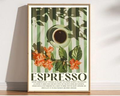 Uplift Picks Minimalist Coffee Wall Art Retro Kitchen Poster For Coffee Lovers 01 50x75 Cm