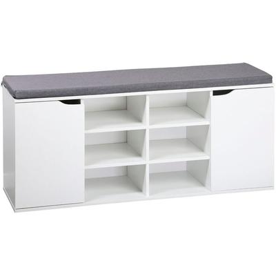 Schuhschrank KESPER "Schuhschrank mit Sitzkissen, 2 Türen, FSC", weiß, B:103cm H:48cm T:30,5cm, FSC-zertifizierter Holzwerkstoff, Schränke, Schuhschrank