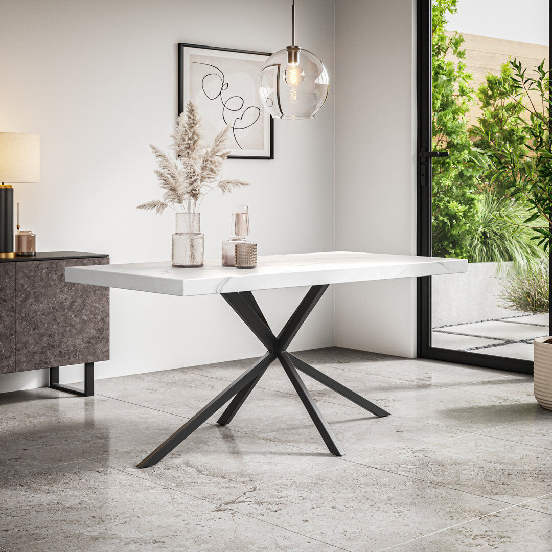 Metro Datilus Dining Table Modern Table w Black Legs White
