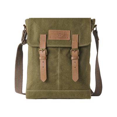 Umhängetasche JAN VANDERSTORM "Tasche PALLI", Herren, Gr. 1, grün (oliv), Obermaterial: 90% Baumwolle CO. 10% Lammleder LEL., Taschen Umhängetasche