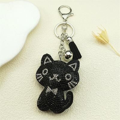 The Handy Homestead Black Cute Kitty Bowknot Keychain Stylish Cat Keychain Black Cute Kitty Bowknot Keychain Stylish Cat Keychain