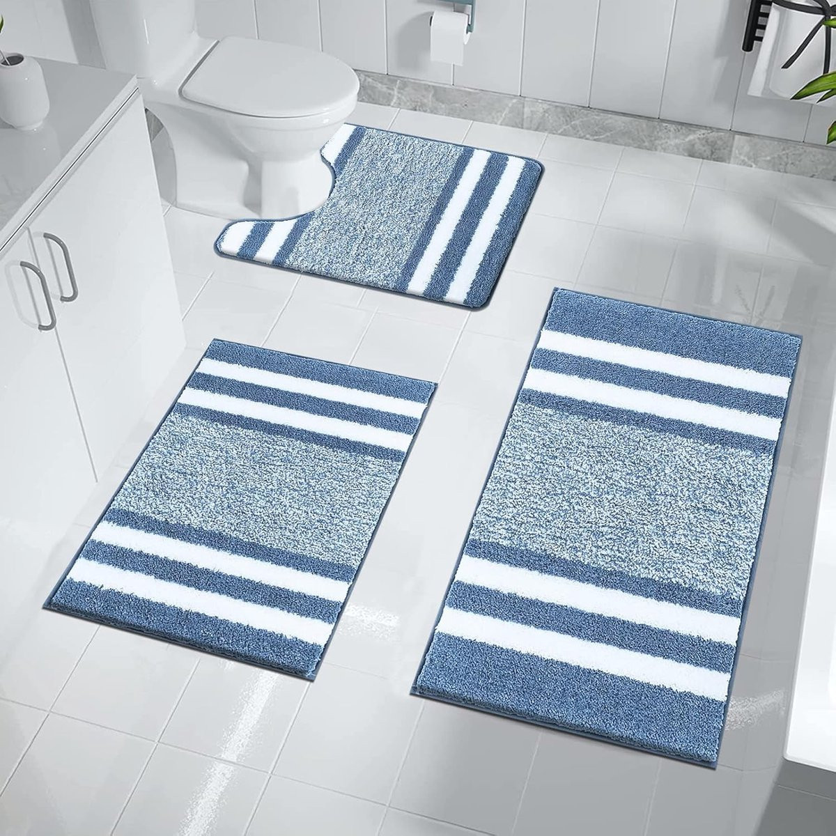 Set van 3 super absorberende antislip badmatten van microfiber, machine wasbaar