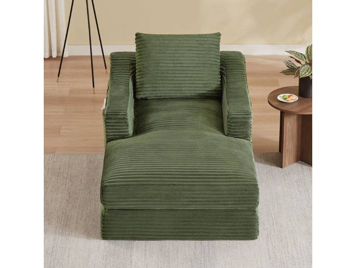 Canapé Knochenloses Fauteuil paresseux moderne et minimaliste en velours côtelé Vert Grand canapé-salon simple