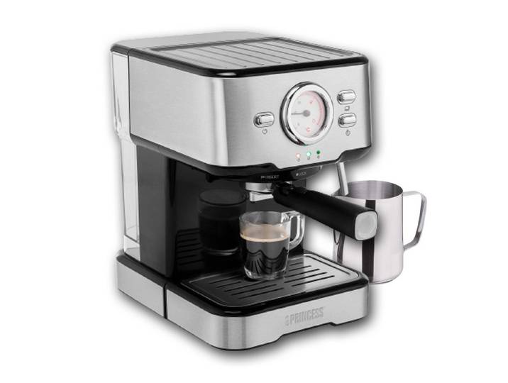 PRINCESS Siebträgermaschine, italienische Siebdruck Kaffee & ESE Espresso-Maschine & Milchkännchen