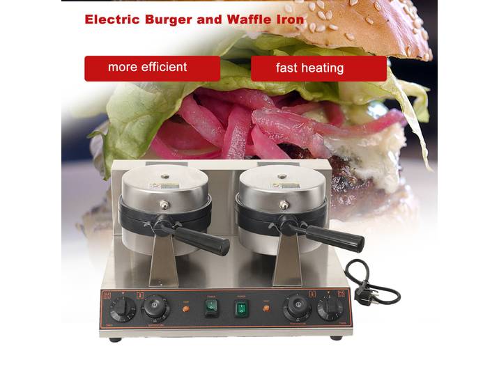 Machine à gaufres et crèmes glacées électrique en acier inoxydable, double tête, type UFO, 220 V, presse à panini et gaufres pour burgers glacés