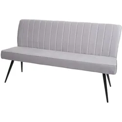 BERLINLODGE Sitzbank | HxBxT 90x160x60cm | Sitzhöhe 48cm | Rückenlehne Samt Metall | 160cm Hellgrau | Esszimmerbank Bank Polsterbank Garderobenbank