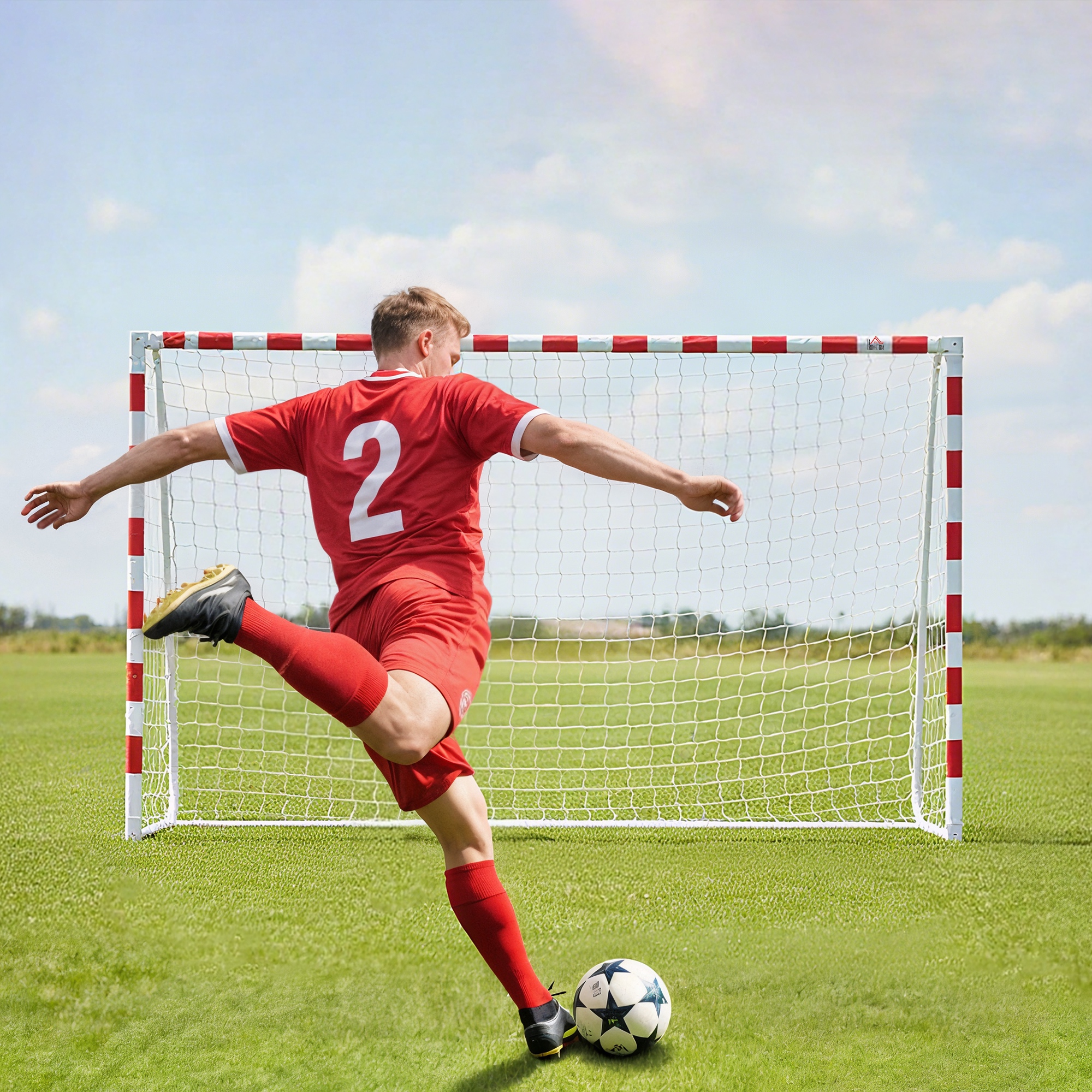 Homcom Rete da Calcio, Porta da Calcio e Calcetto in Plastica PE per Adulti e Bambini, 302x83x201cm Aosom