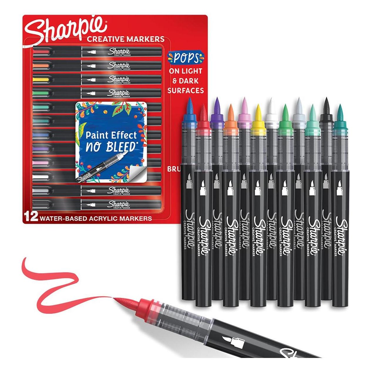 Sharpie Creative Akryl Paint Marker | Penselspids | Assorterede Farver | 12 Stk (12x) (2201183)