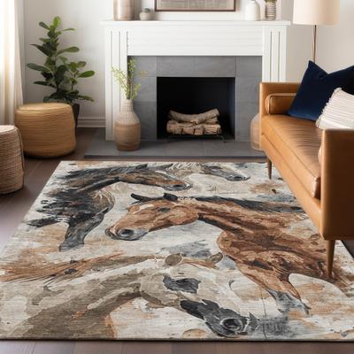 Addison Rugs Machine Washable Indoor/ Outdoor Horses Chantille Rug